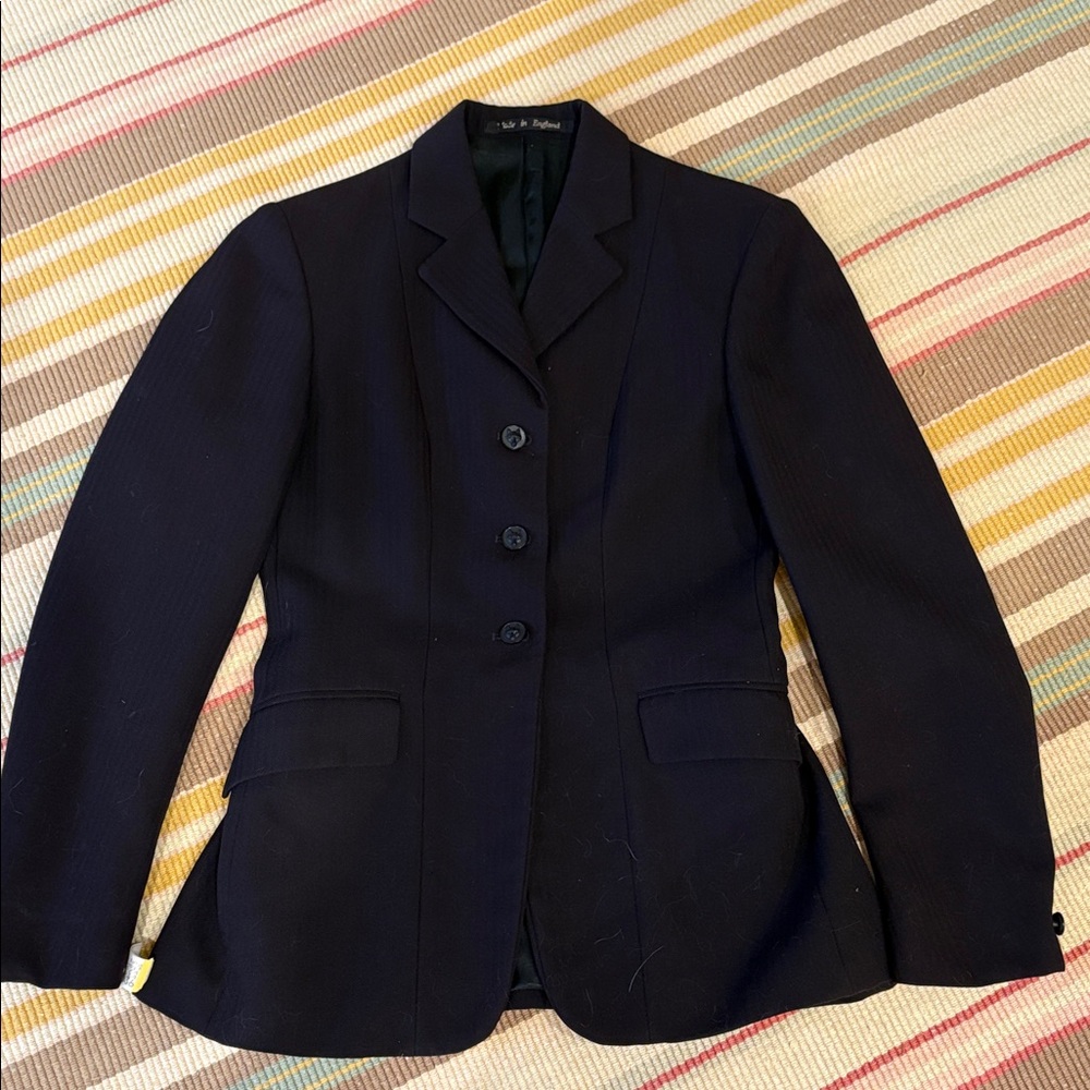Ladies Black Wool Hunt Coat Size XS Made in England by Heythrop